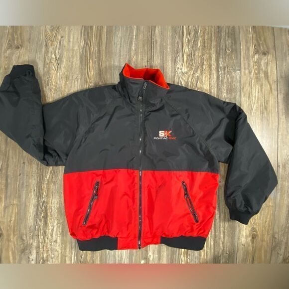 Vintage 90s Y2K S&K Pontiac GMC Racing Full Zip Jacket Red/ Black